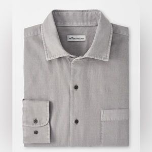 Mountainside Woven Men's Sport Shirt in Gale Grey by Peter Millar $148 NWT